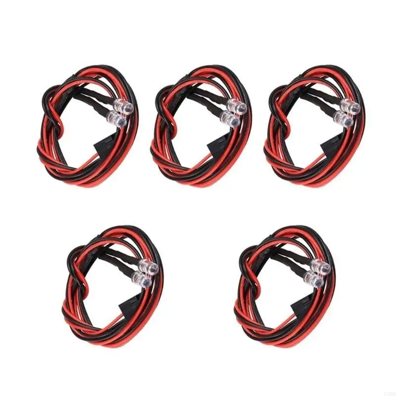 

CORB 5 Pcs Remote Control Model Car 5mm LED Light Beads 2 White /2 Redness Bright for Remote Control Car