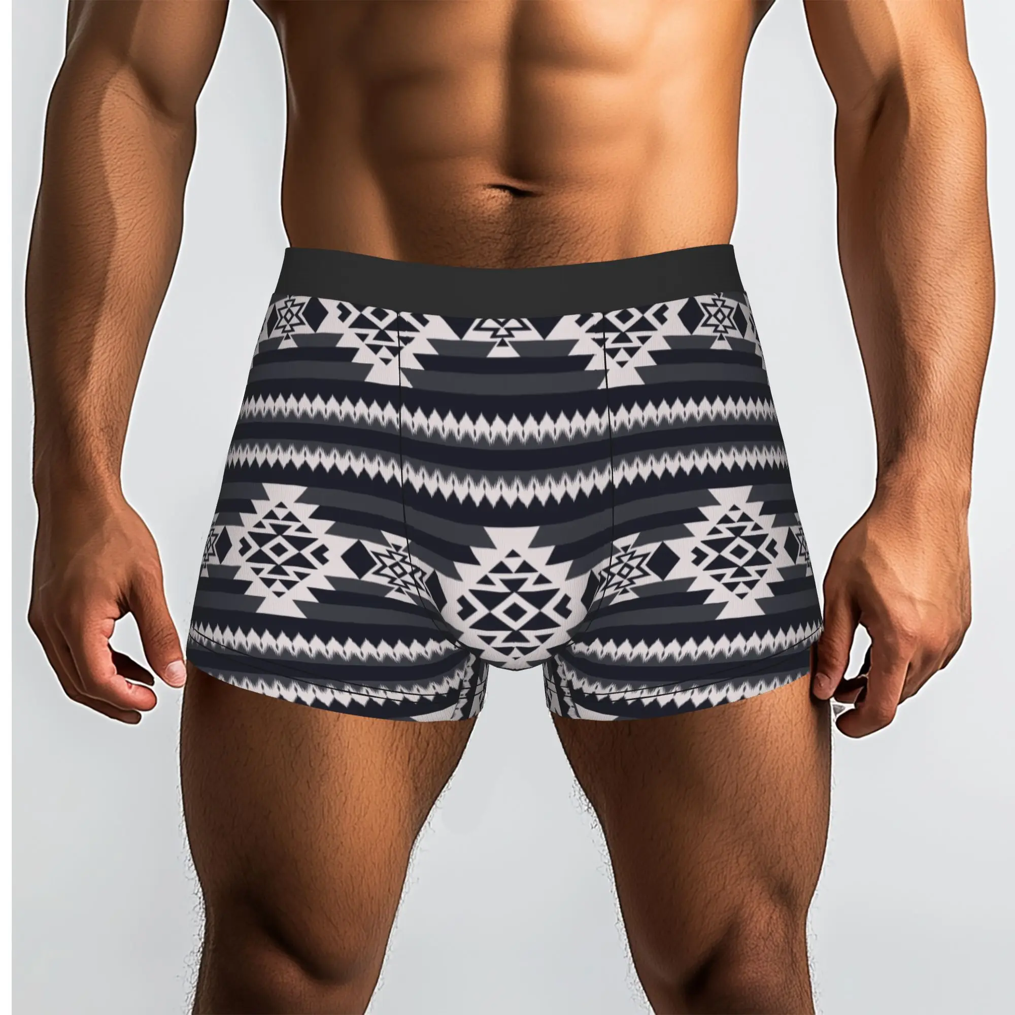 Custom Male Southwestern Navajo Pattern Aztec Native American Indian Underwear Boxer Briefs Breathable Shorts Panties Underpants