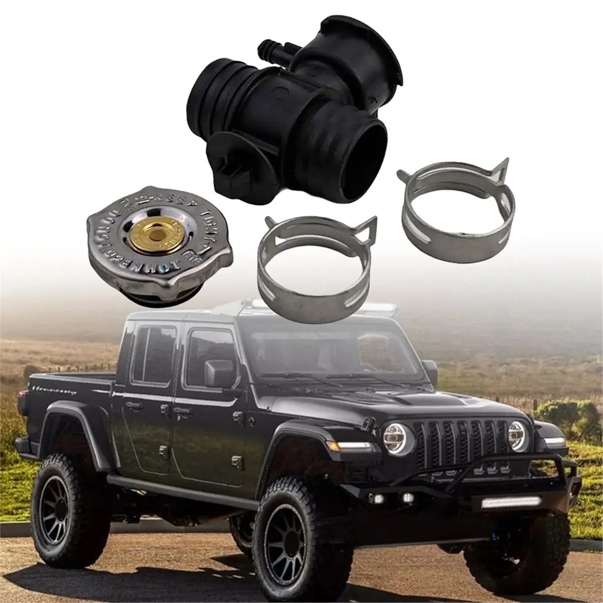 B09A Coolant Filler Radiator Hose Connector Kit with Clamps 52028810AL 55116901AA 52029195AK for Chrysler 200 Dodge Caliber