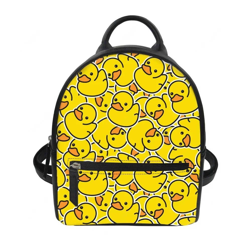 

Yellow Duck Printed Custom Backpack Purse Carter Schoolbags Double Shoulder Bag Mini Small backpack Leather Leisure Travel Bag