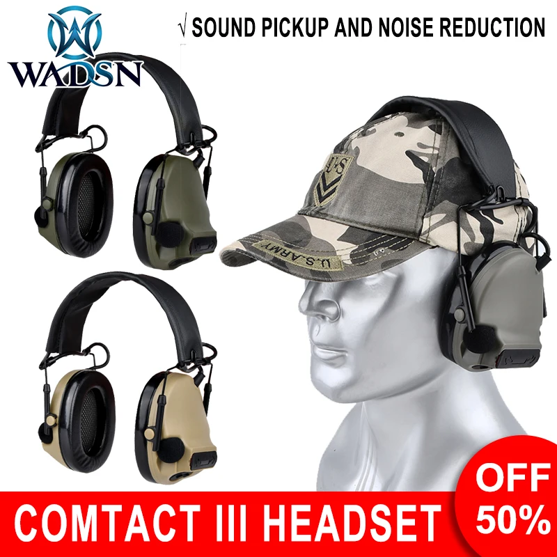 

WADSN Tactical Comta III Headset Civilian Pickup And Noise Reduction Hearing Protect Headphone CS Hunting Shooting Earphone New