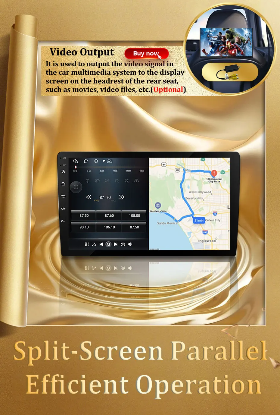 Kabelloses CarPlay Android 16 Auto-Radio mit geteiltem Bildschirm für Ford Ka 2008 - 2014 GPS-Navigation DSP Video BT 4G Head Unit WIFI – Detail 11