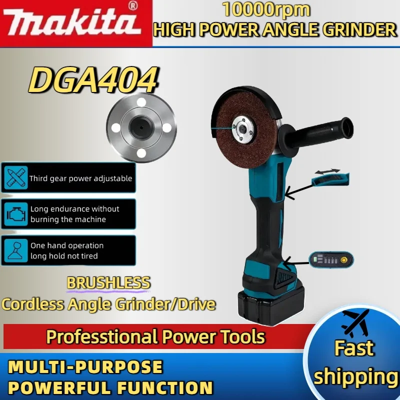 Makita dga404 moedor de ângulo elétrico de lítio sem escova 18v recarregável máquina de corte de alta potência ferramenta elétrica