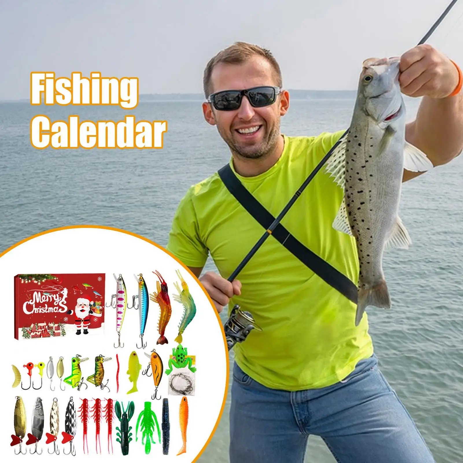 

Рождественский обратный отсчет, приключенческая рыбалка, Рождественская рыболовная приманка, 24-дневный календарь обратного отсчета, снасти, приманки, приманки, соленая пресноводная снасть