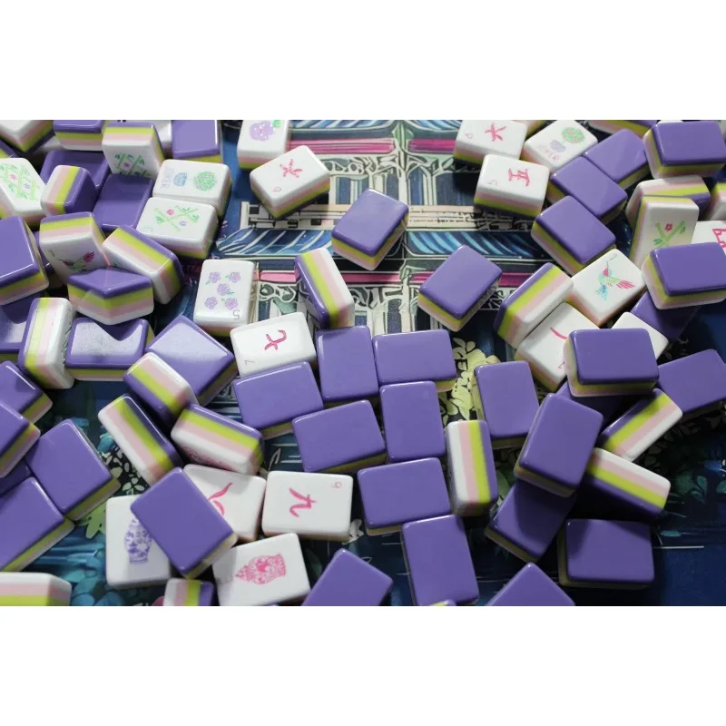 

4-Layer engraved pattern American mahjong card set,160 pieces of lavender-colored heavy-duty acrylic cards, suitable for parties