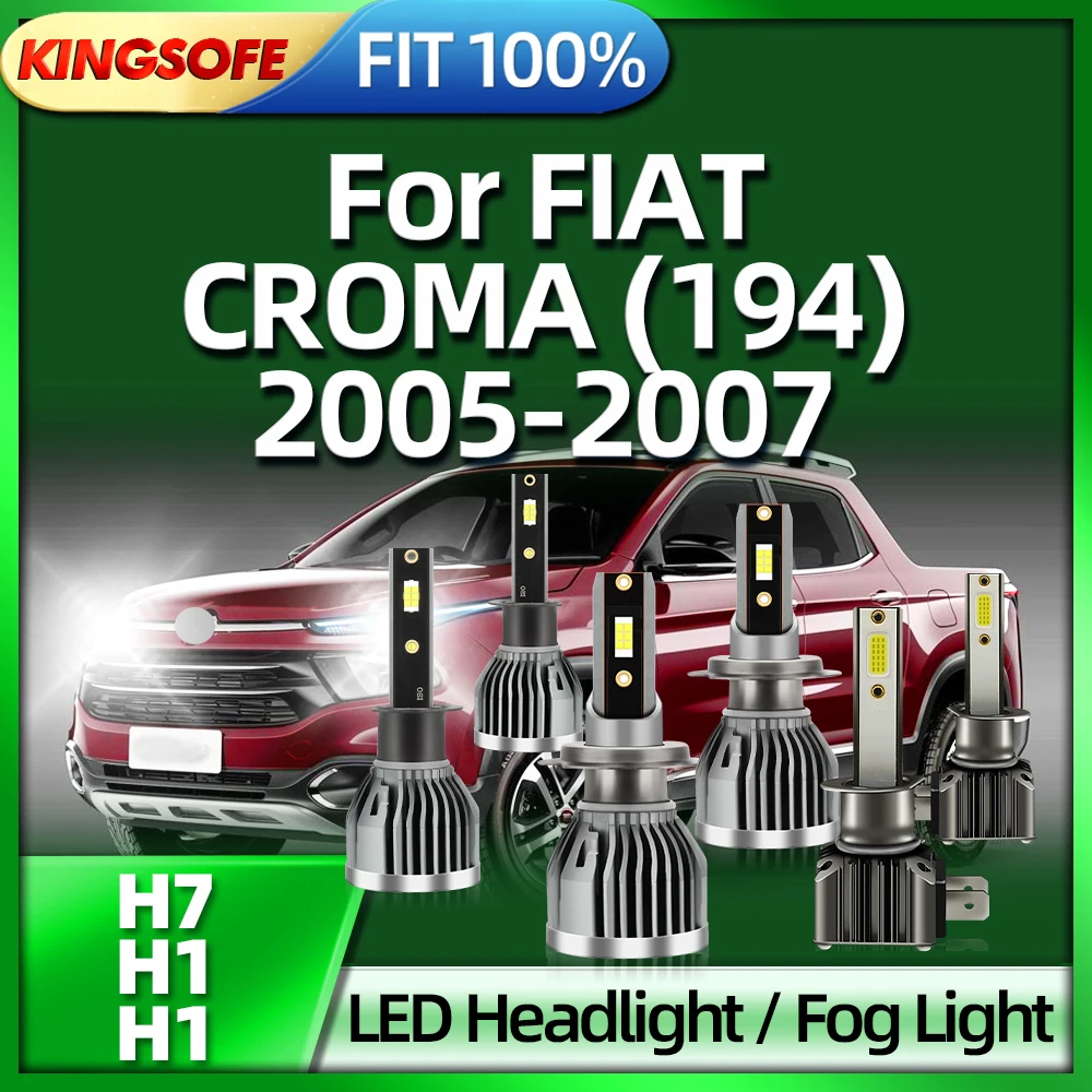 

Roadsun 26000LM H1 H7 Led Lamp Car Headlight Fog Light 6000K CSP 3570 High Power For FIAT CROMA (194) 2005 2006 2007