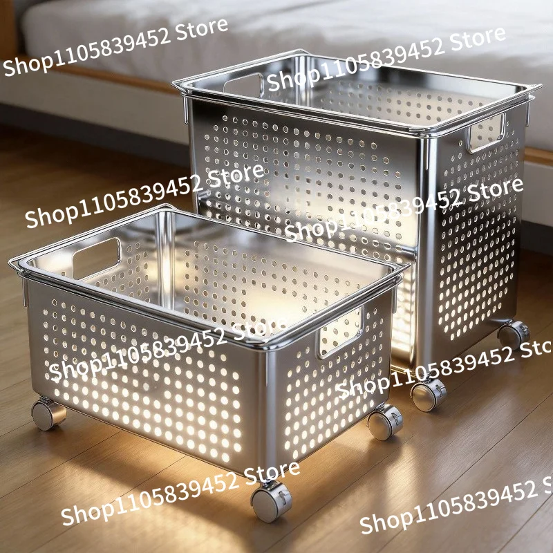 For Wheeled Removable Storage Basket Large Capacity Household Dirty Clothes Storage Basket Bathroom Laundry Basket