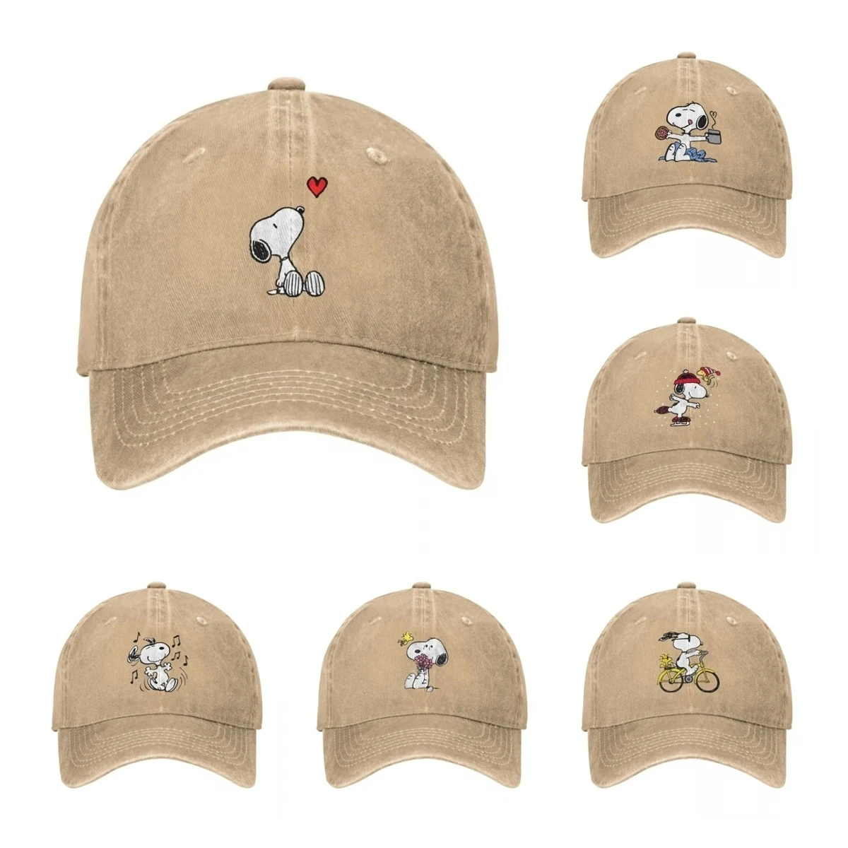 Official Peanuts Heart Sitting Snoopy Baseball Cap Vintage Distressed Washed Sun Cap Men Women Outdoor Workouts Unstructured Hat