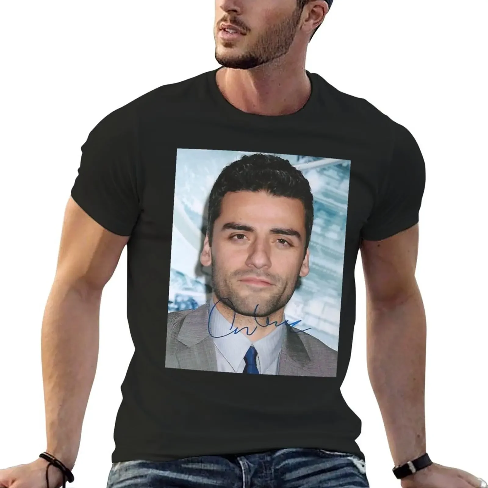 

Mens Womens Creme Oscar Isaac Signed Cute Graphic Gifts T-Shirt summer tops graphics blanks mens graphic t-shirts