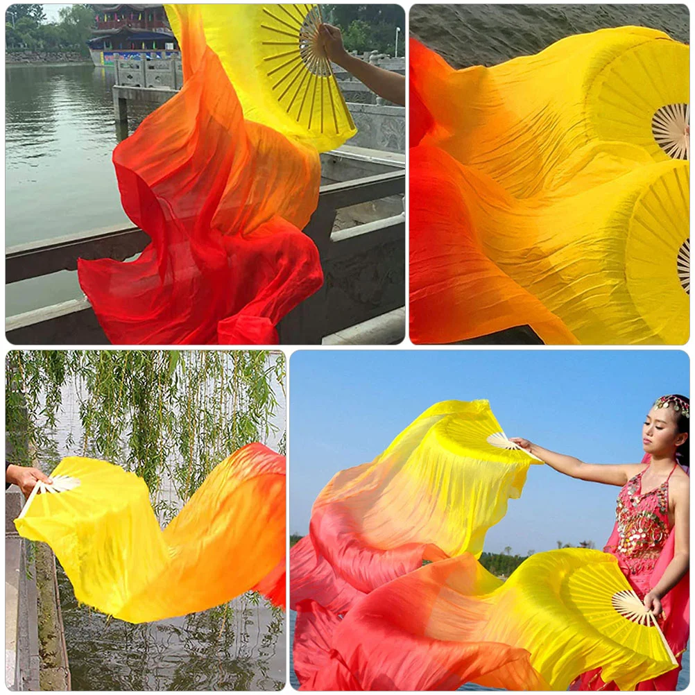 Imitation Silk Dance Fan Banner Dancing Fans Foldable Long Lengthen Decorative Bamboo Faux