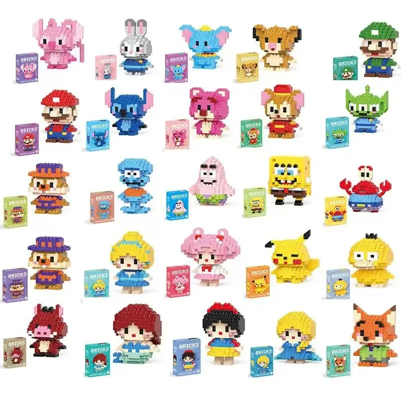 Disney 108 Style Stitch LinaBell Hello Kitty Building Blocks Princess Cartoon Figrues mattoni assemblaggio per bambini giocattoli modello regalo