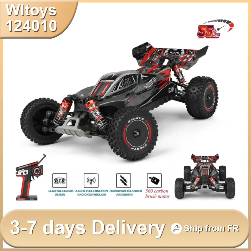 WLtoys-Voiture télécommandée tout-terrain, véhicule jouet professionnel, camion de dérive de course, voitures RC à grande vitesse, 124010G, 1/12, 2.4, 55km par heure