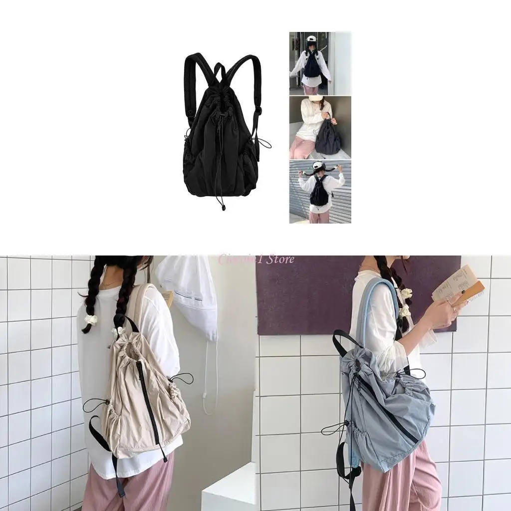

Y1UB Student School Backpack Women Travel Backpack Casual Backpack Ruched Drawstring Backpack Large Capacity Backpack