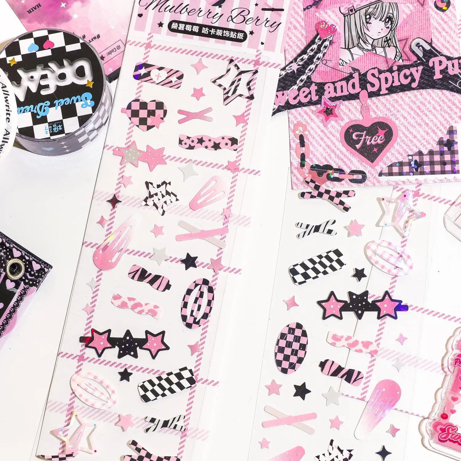 1 Pc Cute Hairpin Pattern Sticker Kawaii Phone Decoration Stickers DIY Scrapbooking Journaling Idol Photo Card Deco Material