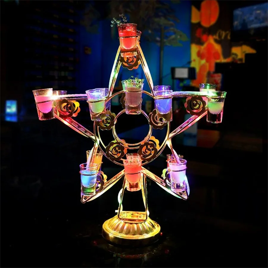 Heart Shape Light Up Wine Glass Display Tray for Bar Nightclub VIP Service Colorful Shot Glass Cocktail Glass Display Rack