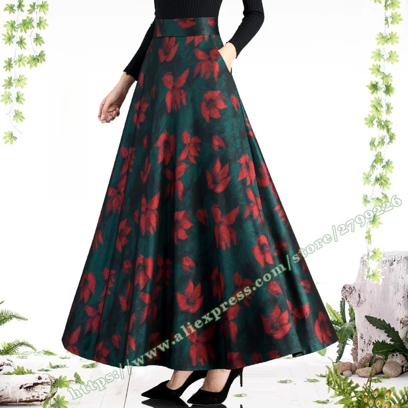 Floral Print Maxi Skirt plus Size Vintage Retro Style Casual elegant Women's Spring Autumn Ladies Skirts 2025 Collection