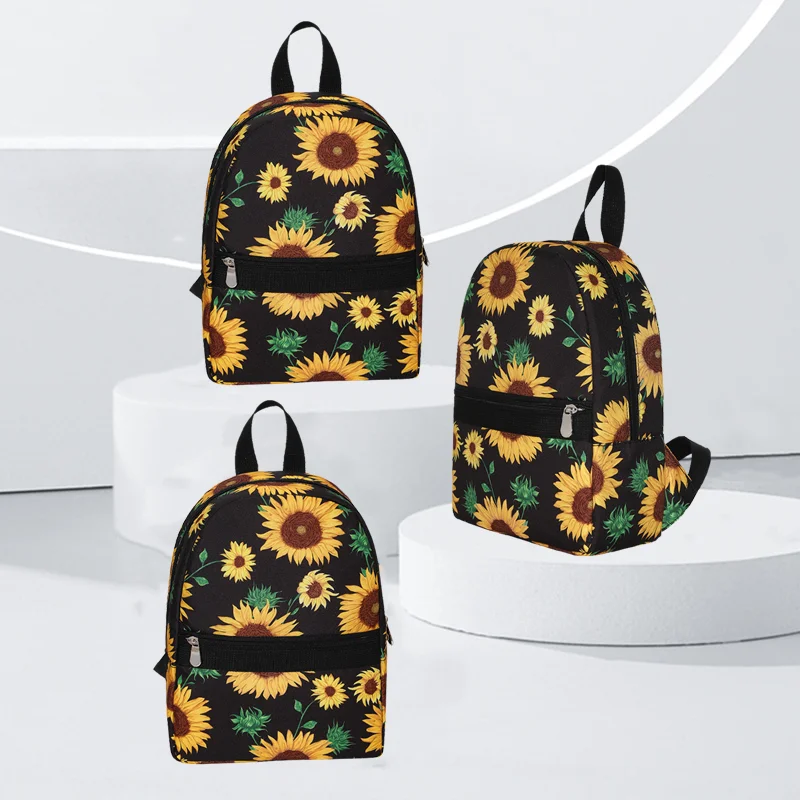 Sunflower nylon backpack with large capacity storage bag, leisure travel bag suitable for daily commuting, going out and playing