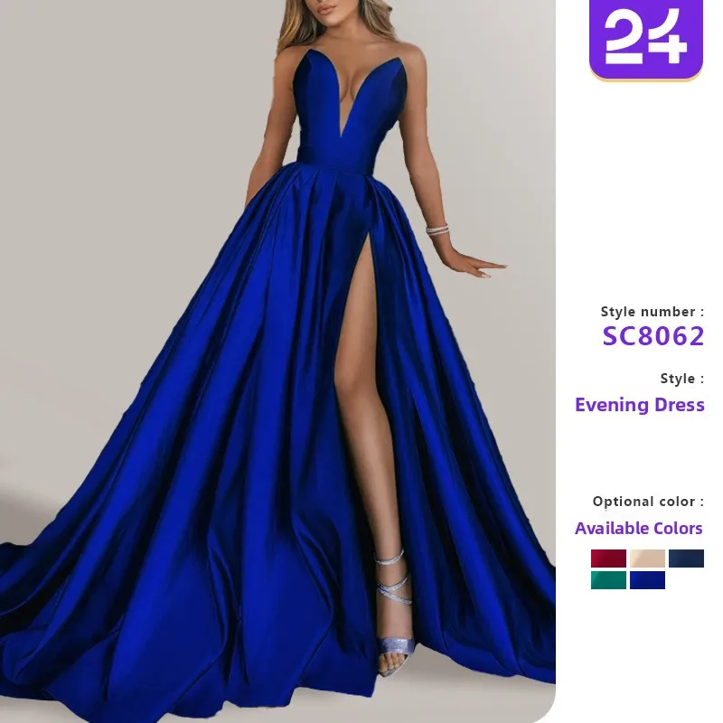 

Сексуальное длинное платье с глубоким V-образным вырезом и разрезом, осень-зима, новое женское модное свадебное платье, длинная юбка со средней талией, длинная юбка на молнии, полиэстер