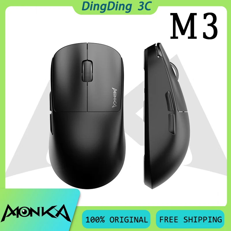 

Беспроводная мышь Monka M3, трехрежимная, с низкой задержкой, легкая, эргономичная, с длительным сроком службы батареи, офисная игровая мышь, аксессуар для ПК на заказ