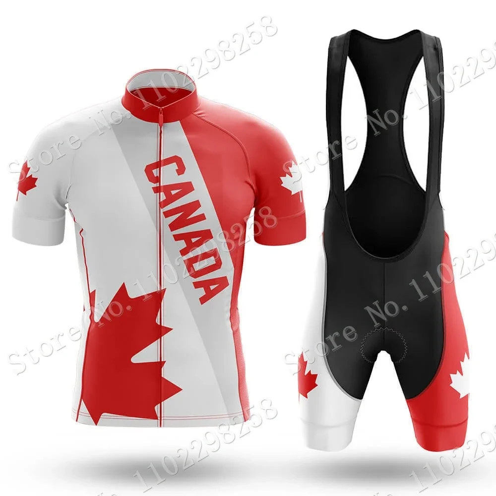 Canada National Cycling Jersey 2023 Set Red Maple Leaf Clothing  Road Bike Shirts Suit Bicycle Bib Shorts MTB Ropa Maillot