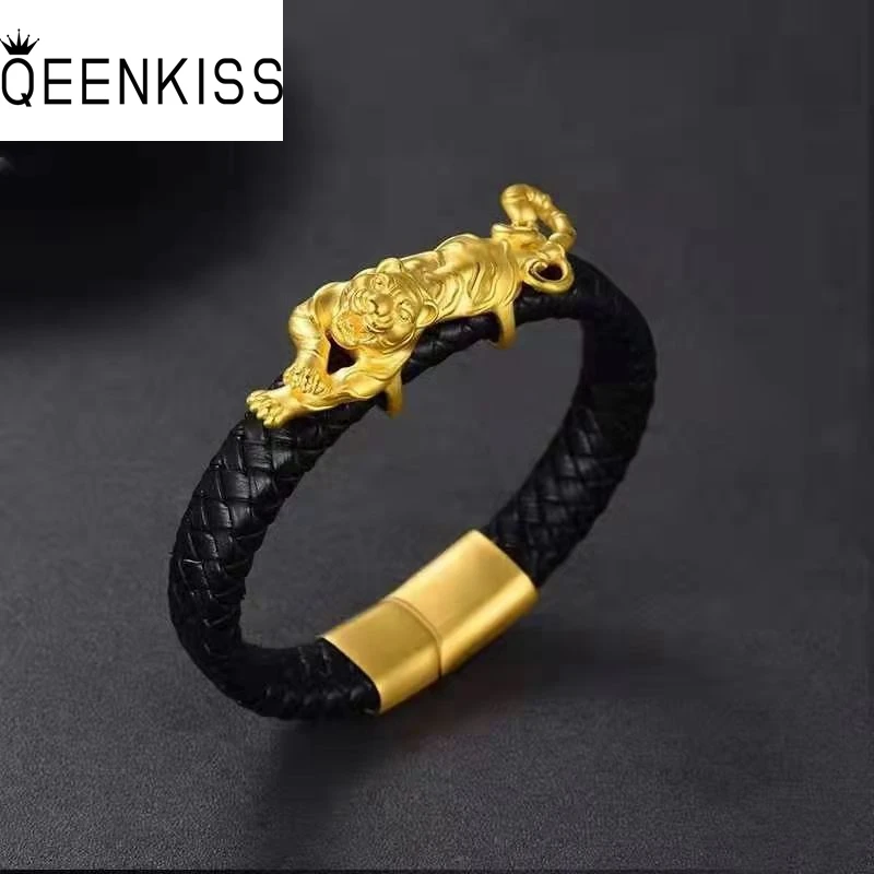 

QEENKISS золотой винтажный браслет с тигром PIXIU для мужчин, свадебная вечеринка, день рождения, Рождество, метла, подарки для отца, парня BT5281