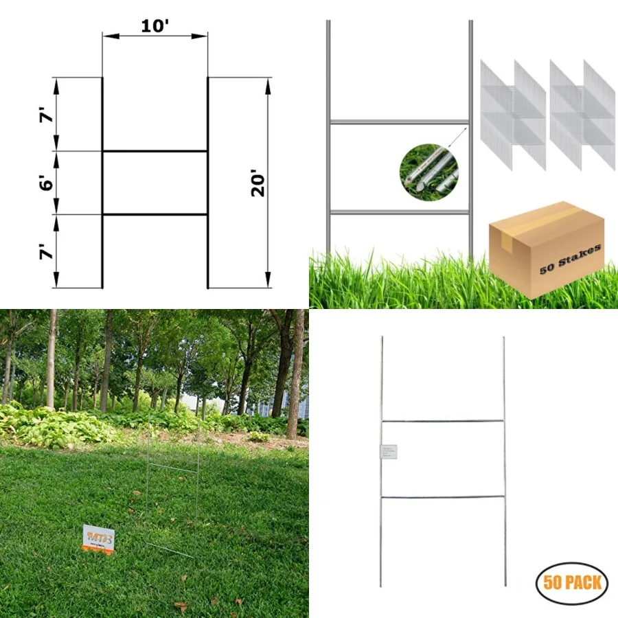 

0 Pack H Frame Wire Stakes 20 x inch 9 Gauge Galvanized Wire -Yard Sign Stakes Fit for 4mm, mm Corrugated Signs, Heavy Duty Met