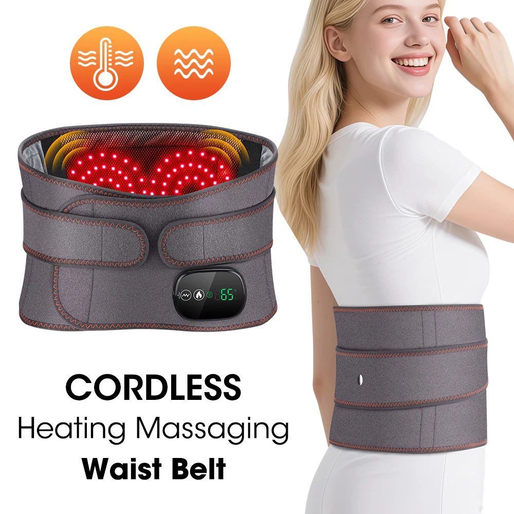 

Electric Back Massage Hot Compress Waist Massager Electric USB Charge Red Light Hot Compress Lumbar Back Support Relaxation Belt