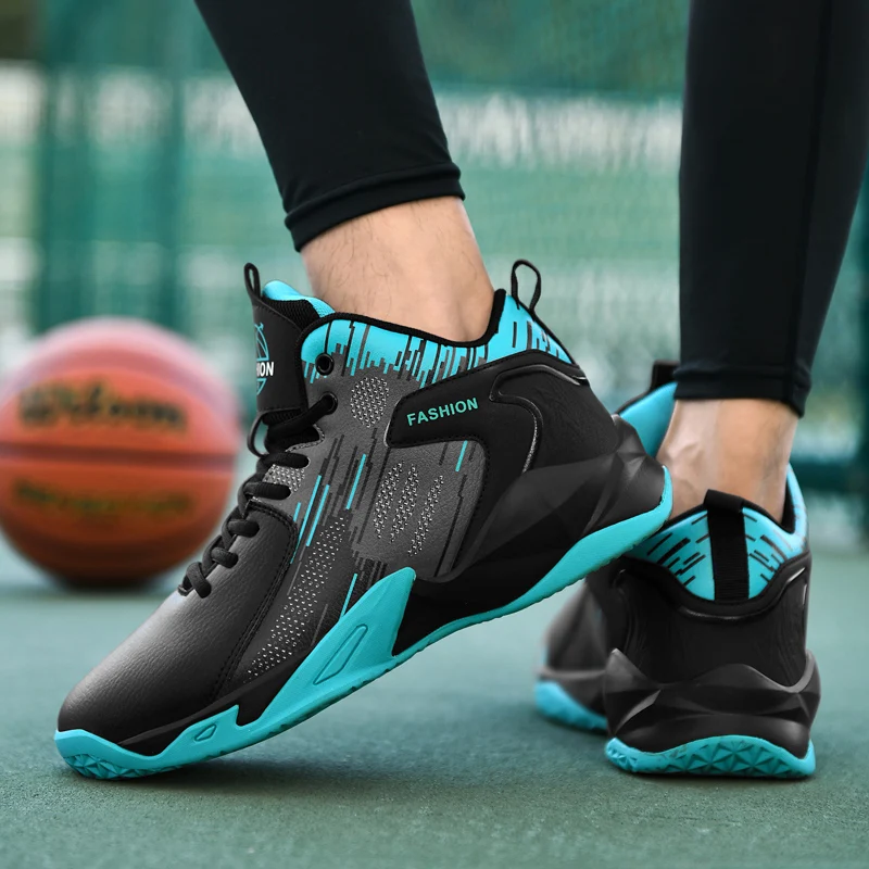 Boys' Sneakers Professional Men's Basketball Shoes Basketball Sneakers Anti-skid High-top Couple Breathable Man Basketball Boots