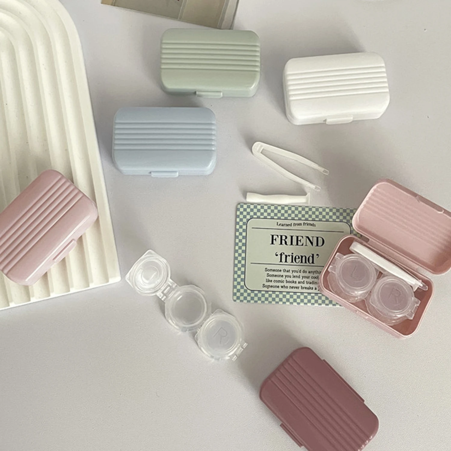 Portable Glasses Case Retro Simple Candy Color Compact Contact Lens Case Partner Box Pupil Care Flip Cover