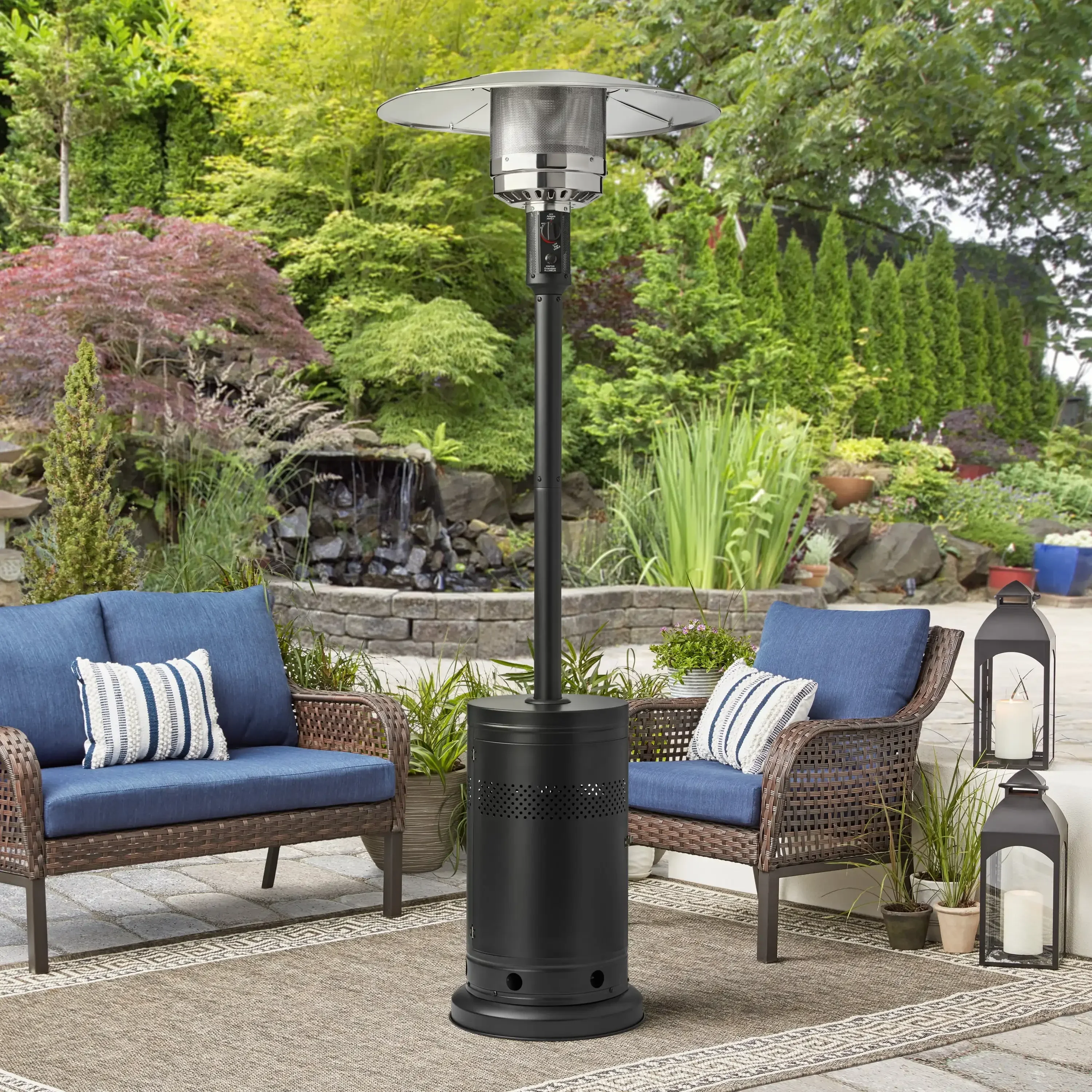 48,000 BTU Propane Gas Outdoor Freestanding Metal Patio Heater, Black