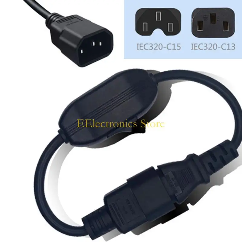 B03C Server Power Cord IEC C14 Male To C13 Female With On Off Button Coppers Conductors For Electronics