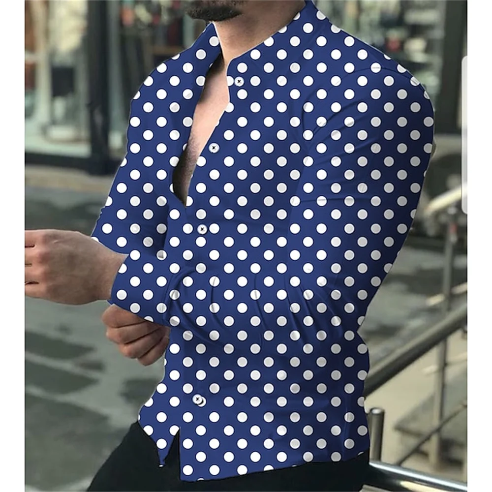 Men's Shirts Polka Dot Pattern T-Shirts Slim Fit Printed Daily Tops Men's Clothing Sports Fashion Designs Casual Oversized S-6XL