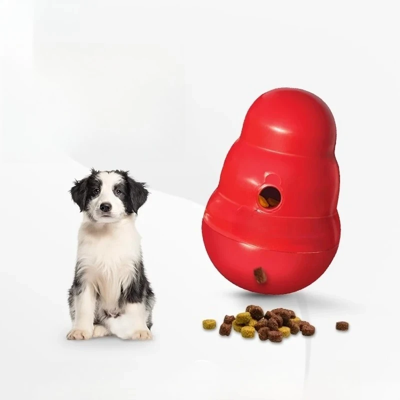 

The tumbler leaks the food ball, and the large dog consumes energy to hide and eat the pet enrichment puzzle tool