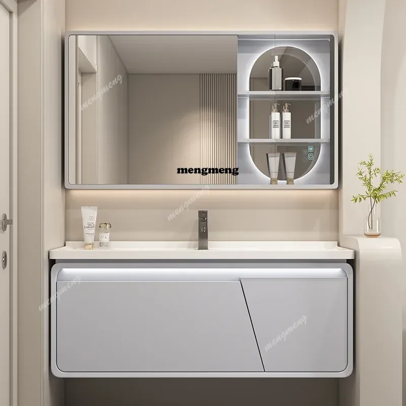 

Rubber wood paint bathroom cabinet ceramic integrated basin combination simple bathroom hand wash washbasin washstand