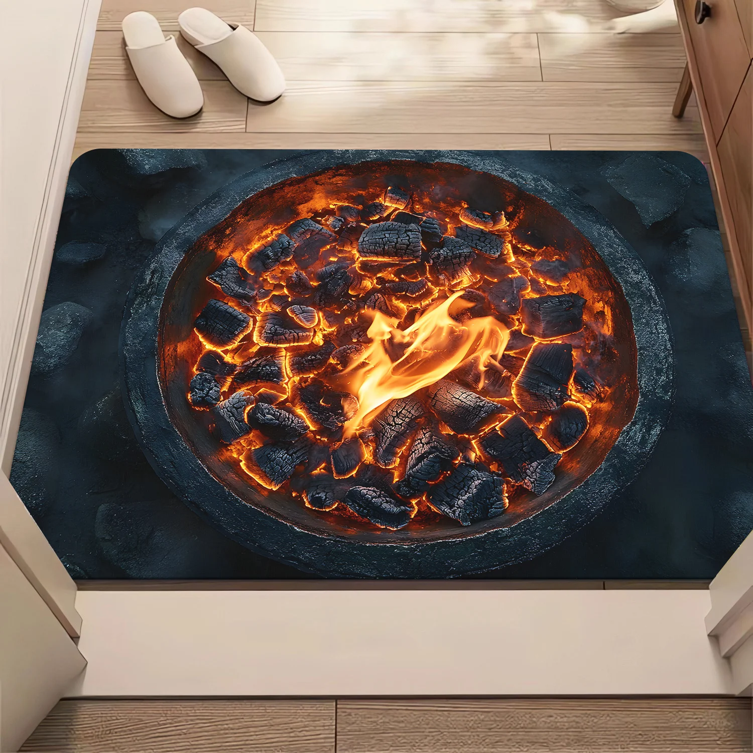 Creative 3D Copper Pot Design Non-Slip Floor Mat, Decorative Rug for Bathroom, Bedroom, and Living Room Holiday Decor