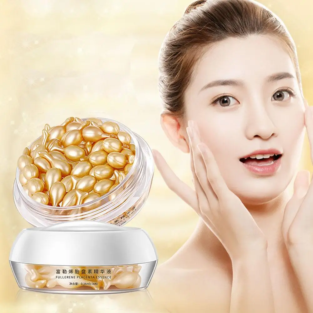 30 capsules Collagen Facial Capsules Fullerene Placenta Whitening Moisturizing Skin Rejuvenation Facial Serum