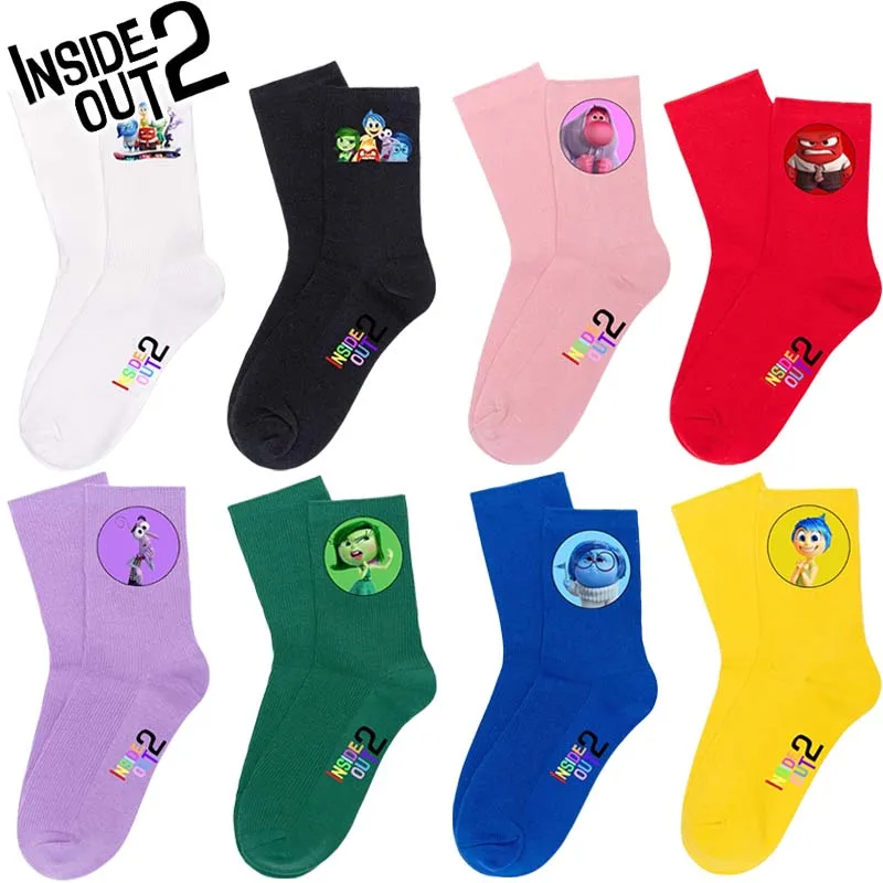 Inside Out 2 Joy Mid-leg Socks Winter Colored Dopamine Socks Absorb Sweat and Prevent Odor Breathable Casual Cotton Blend Socks