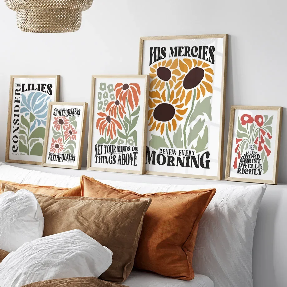 

Flower Market Shapes Inspirational Quotes Wall Art Posters Canvas Prints Abstract Pictures For Living Room Decor Nordic Painting