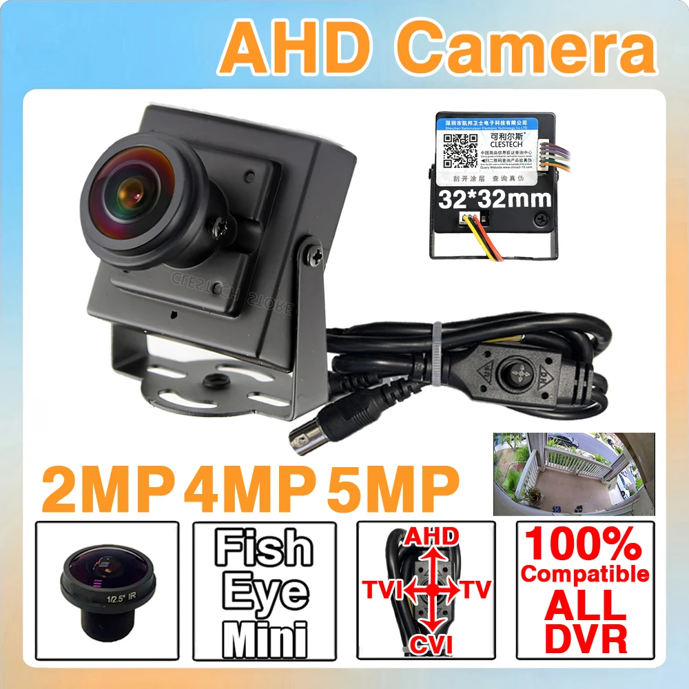 

Fish Eye Metal Super Small 32*32mm ALL DVR✔ 4in1 CVBS/TVI/CVI AHD Mini Panoramic Camera 1080P 4MP 5MP 4K CCTV Ultra HD+Bracket