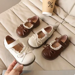Girls Bowknot Princess Leather Shoes Sweet Bowknot Children Lace Flat Shoes Fashion Spring Autumn New Kids Causal Party Shoes
