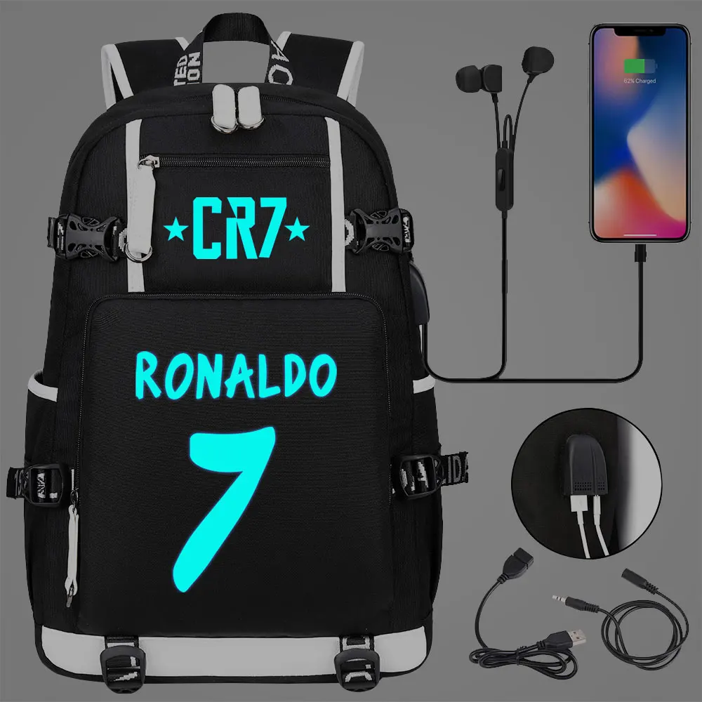 Luminous CR7 Football Backpack Waterproof Children\'s backpack Boys Girls Senior High School Teens backpack Mochila Infantil