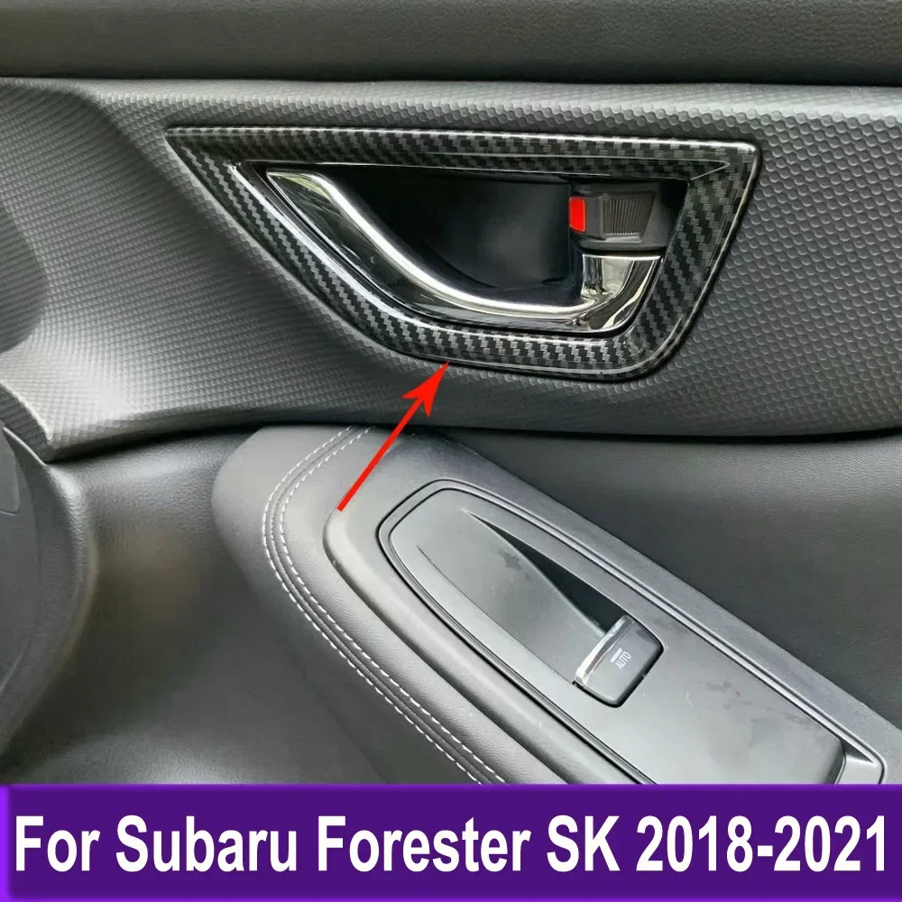

Внутренняя накладка на боковую дверную ручку для Subaru Forester SK 2018 2019 2020 2021, наклейка, автомобильные аксессуары, ABS, углеродное волокно