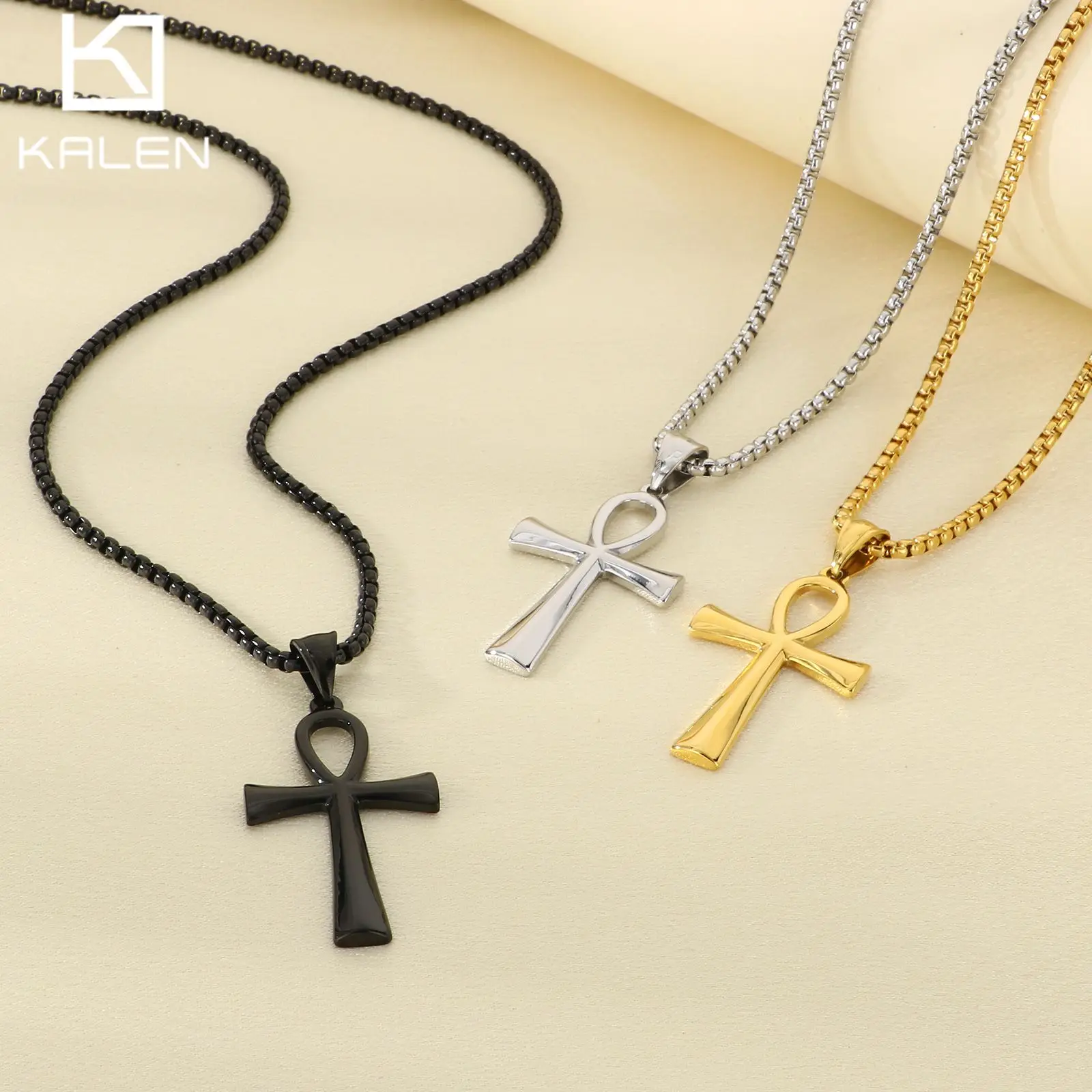 Egypt Immortal Cross Pendant Necklace Vintage Anka Cross Ornament Ancient Egyptian Talisman of Life Jewelry
