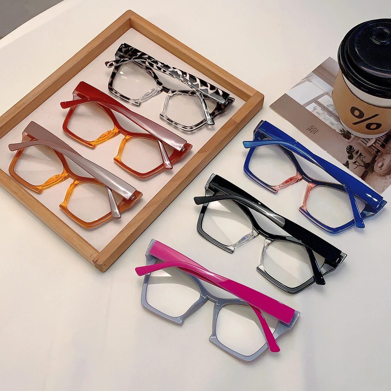 KAMMPT Vintage Leopard Trends Frames Women Fashion Brand Decor Eyeglasses Popular Oversize Photo Multi Color Ladies Eyewear