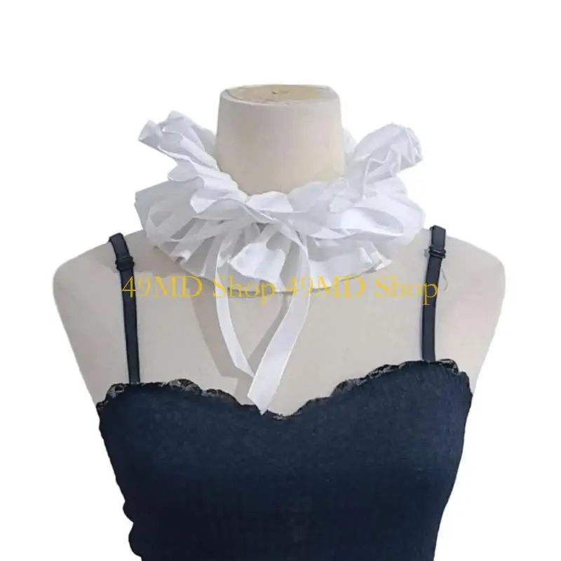 49md-ファッショナブルなフリル襟調整可能なフリル襟装飾ネックラップオフィス用