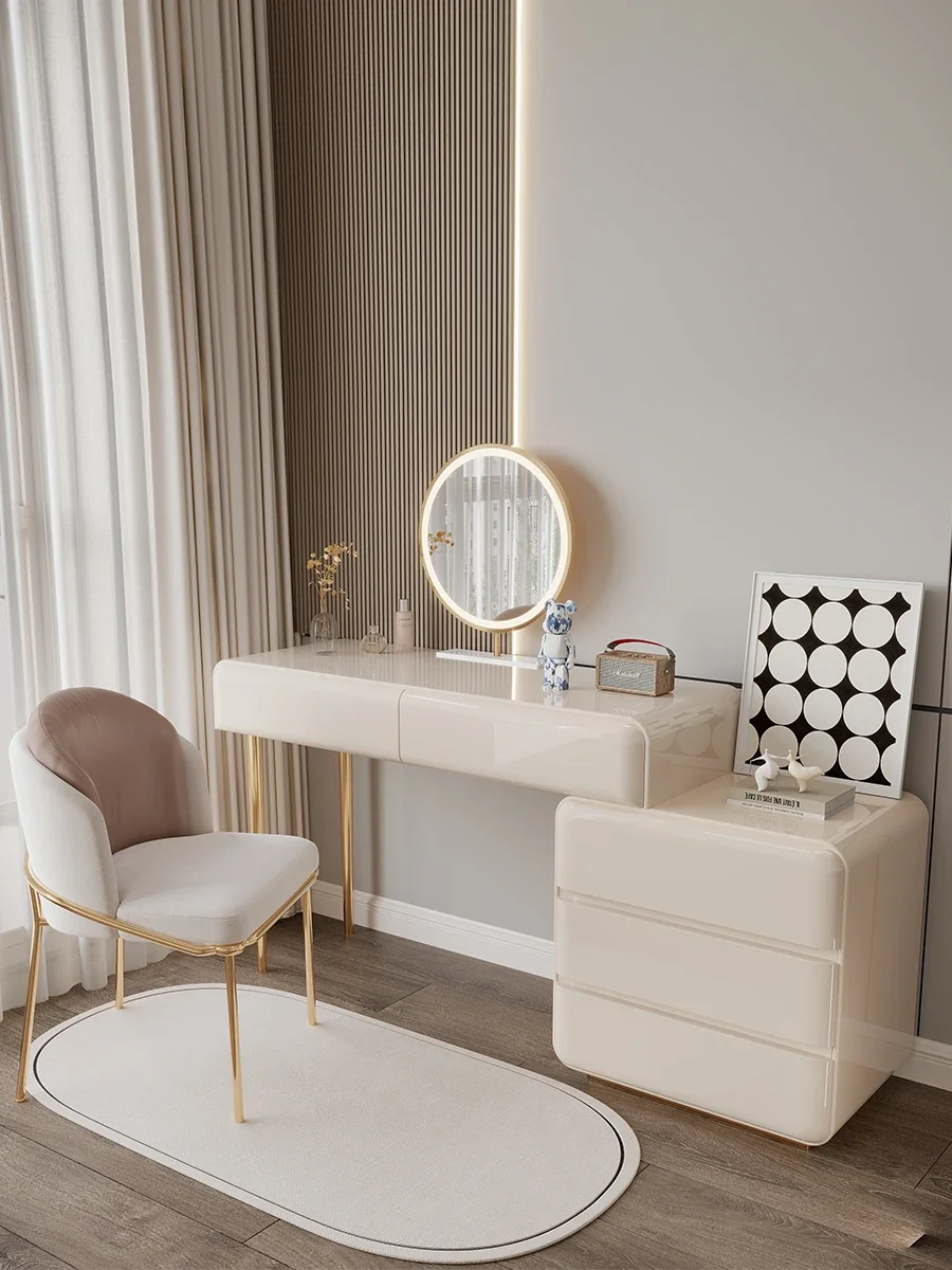 

SAT049 Итальянский дизайнерский высококачественный минималистичный кремовый комод Роскошный освещенный столик для макияжа Шкаф для хранения Комод для ванной