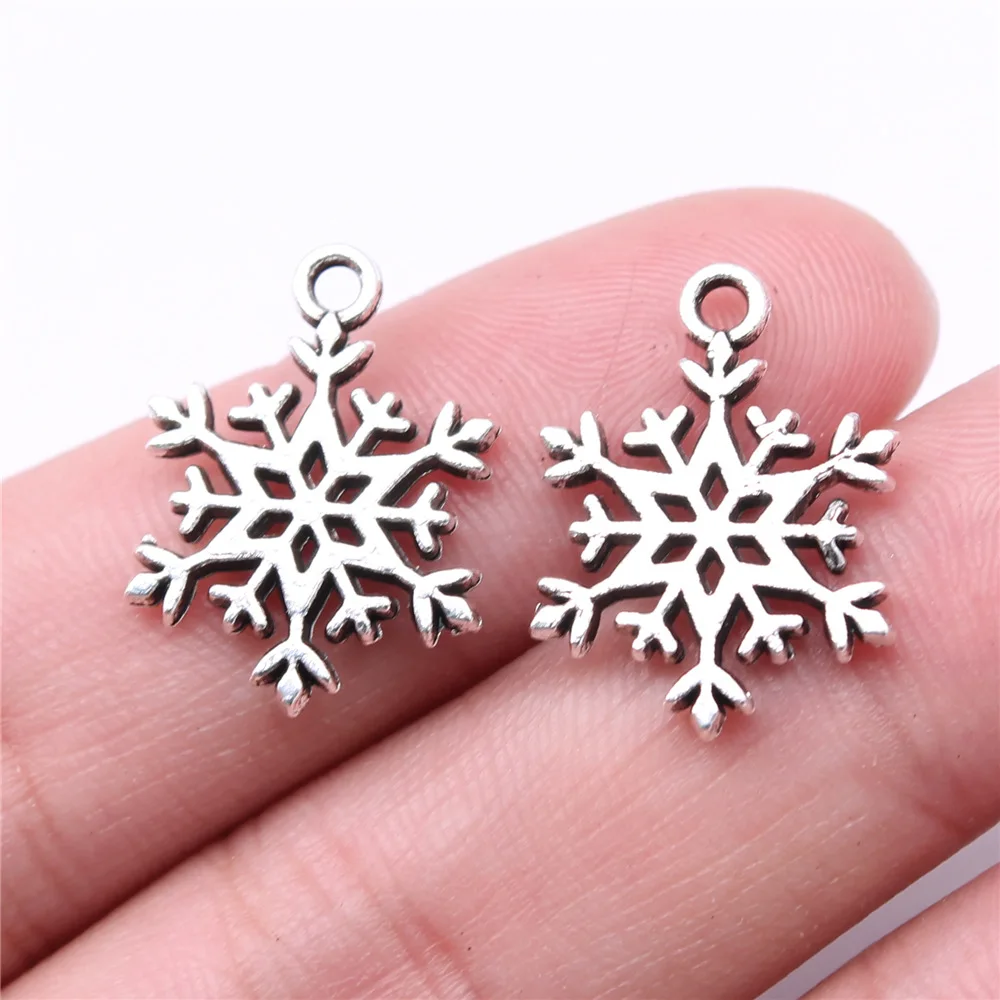 20pcs Metal Zinc Alloy Mix Sizes Snowflakes Charms Fit Jewelry Christmas Pendant Makings DIY Handmade Craft