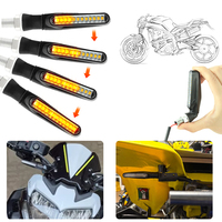 2/4pcs Motorcycle Flashing Lights Turn Sequential Signals LED Blinker Flowing Water Bendable Tail Stop Indicators Turn Signal