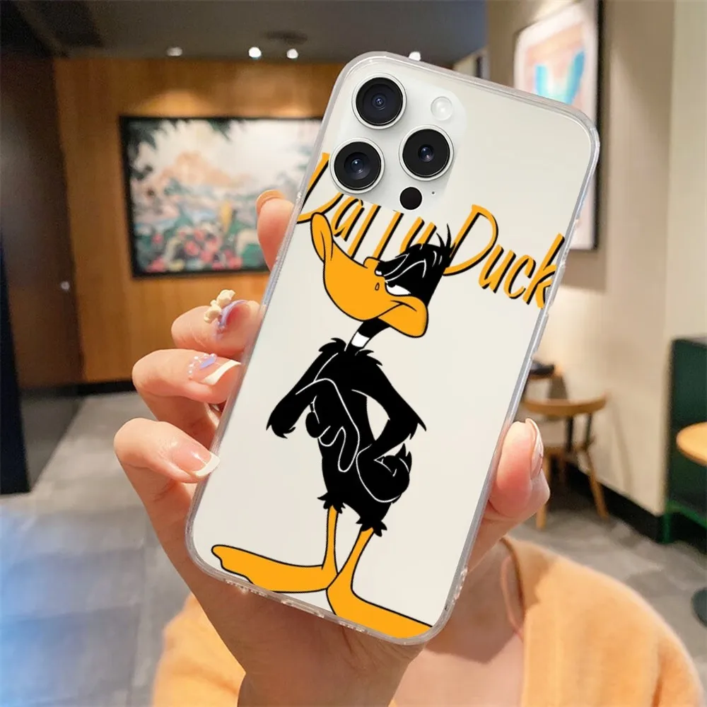 Cartoon Daffy Duck Phone Case For Transparent iPhone 14 15 12 11 13 Max Plus Pro Mini Shell