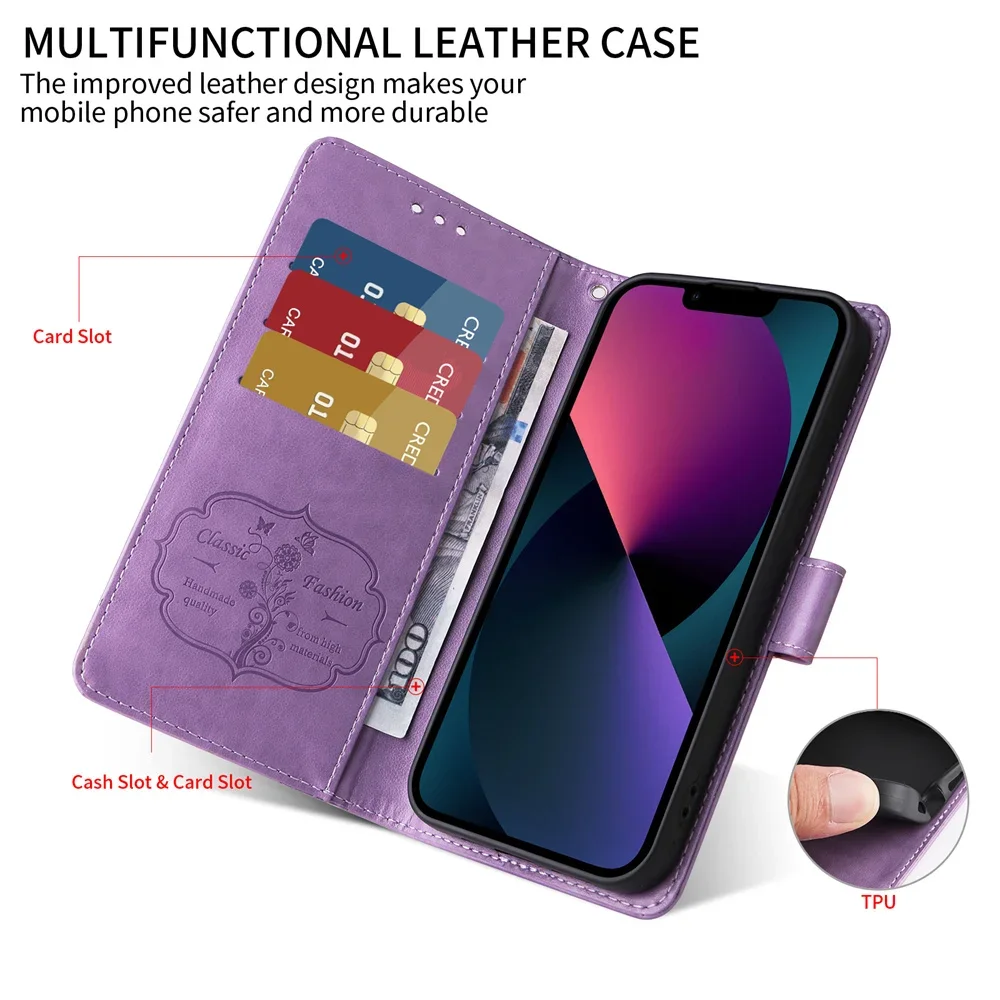 Embossing Folder Leather Case For Samsung Galaxy S24 S23 S22 S21 S20 FE Plus Ultra 5G S9 S10 S8 S10E Book Flip Wallet Cover Case